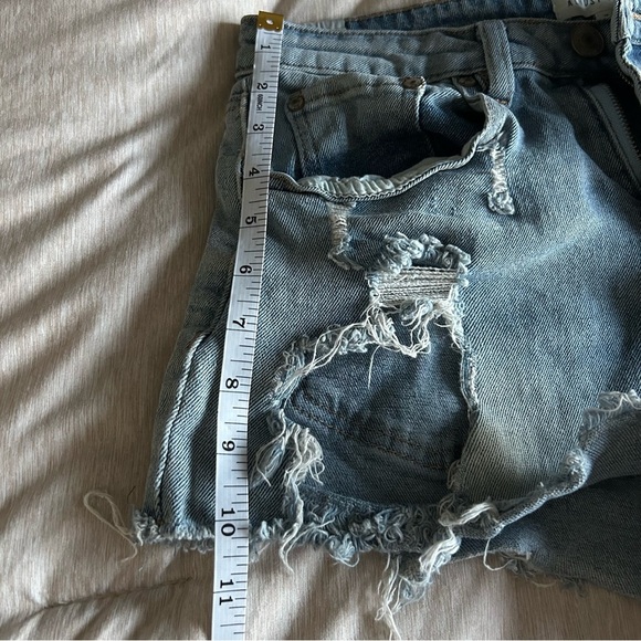 Almost Famous Light Blue Distressed High Waisted Jean Shorts Grunge, Punk, Edgy - Picture 10 of 10